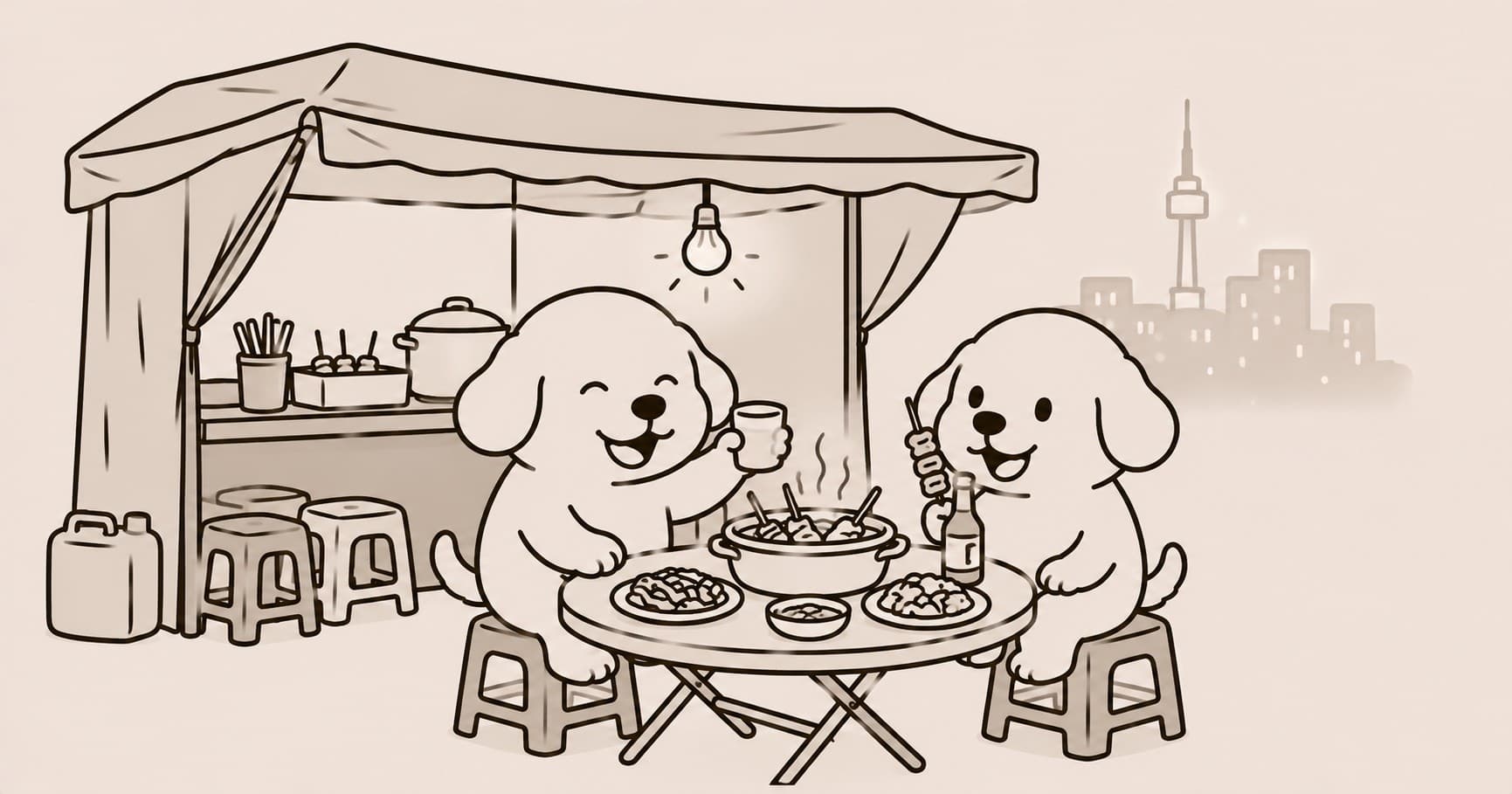 포장마차 — Korean Street Food Stalls at Night